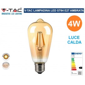 V-TAC VT-1964 LAMPADINA LED E27 4W BULB ST64 FILAMENT VETRO AMBRATO