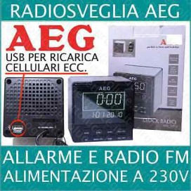 AEG DIGITALE RADIOSVEGLIA DATA E PRESA USB CARICATORE FINITURA ACCIAIO