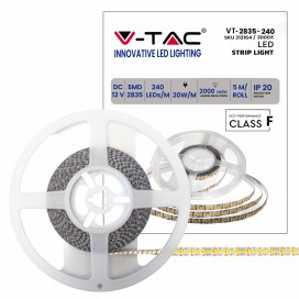 STRISCIA LED 1200LED V-Tac SMD Bobina 5mt Strip 2835 ALTA LUMINOSITA' IP20 NEW