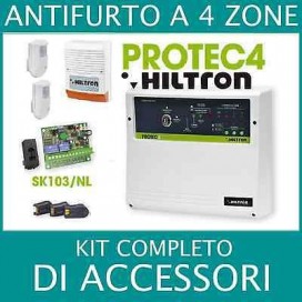 ANTIFURTO ALLARME 4 ZONE KIT COMPLETO DI ACCESSORI CIA PROTEC4 HILTRON SICUR