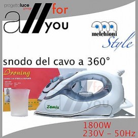 Ferro da stiro a vapore 1800w bianco con cavo a snodo