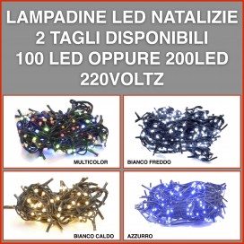 LUCI DI NATALE LED LUNGHE 5 O 10 METRI BIANCO CALDO FREDDO BLU MULTICOLOR ALBERO