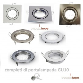 Porta Faretto ORIENTABILE da Incasso Lampadine LED PortafarettI GU10 GU5.3 COB