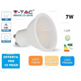 10 FARETTI V-TAC LED 7W GU10 SPOT FARETTO SPOTLIGHT INCASSO LAMPADINA GU10 SMD