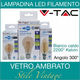 V-TAC | Lampadine LED Filamento Vintage ambra E14 ed E27