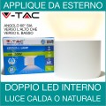 V-TAC | Lampada parete applique led uso esterno interno doppia luce fredda regolabile