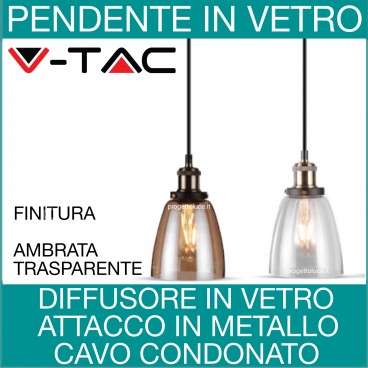 V-TAC | Lampadari pendenti diffusore in vetro vintage