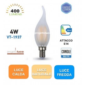 V-TAC VT-1937 LAMPADINA LED E14 4W FIAMMA FILAMENTO SMERIGLIATO