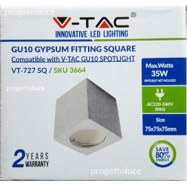 V-TAC PORTAFARETTO QUADRATO DA SOFFITTO IN GESSO